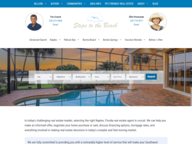 <center>Naples FL Real Estate</center> Steps to the Beach Real Estate Website snapshot