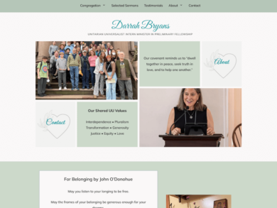 <center>Intern Minister Personal Site</center> Snapshot of UU intern minister in fellowship website