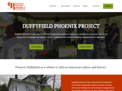 <center>Nonprofit Community Organization</center> Snapshot of Duffyfield Phoenix Project website