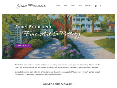 <center>Artist & Potter</center> Local artist website snapshot