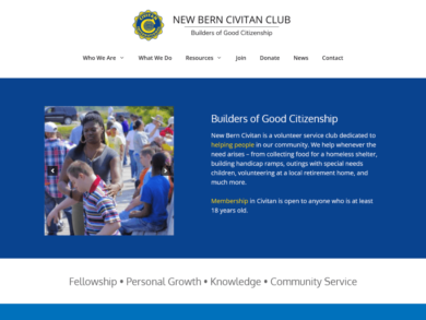 <center>Nonprofit Community Organization</center> New Bern Civitan Club website screenshot